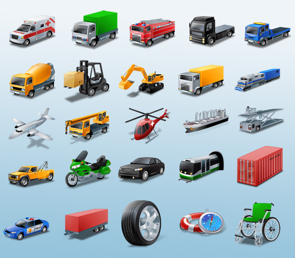 Vista Style Transport Icon Set